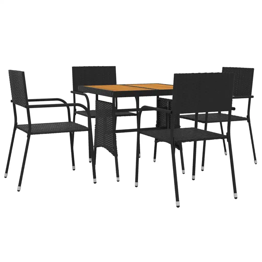 

vidaXL 5 Piece Patio Dining Set Poly Rattan Black Outdoor furniture/garden chairs