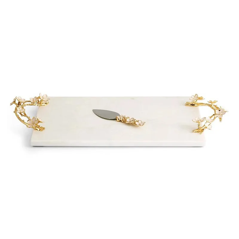 

Cherry Blossom Cheese Pastry Bread Tray Marble Tableware Home Club Restaurant