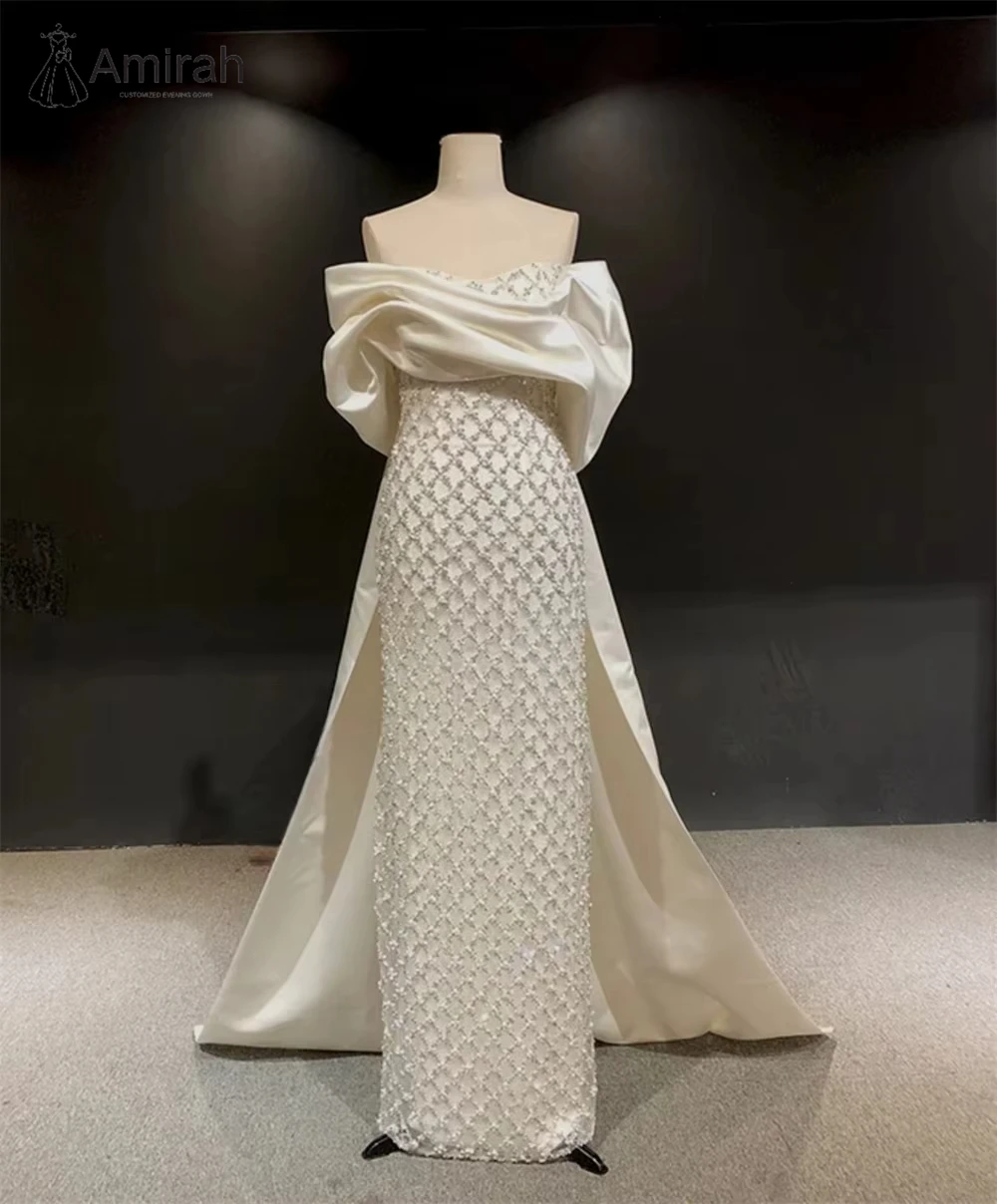 Amirah Fish Tail Wedding Dress Evening Dresses for Luxury Party Custom Made Elegant White Sequins Women's Prom Dress 2025 Woman