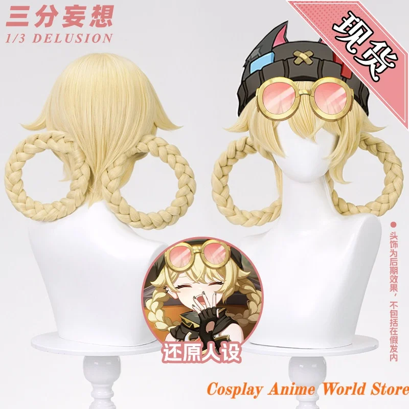 

In stock Jahoda Cosplay Wig Headwear Prop Yellow wig mIHOYO Genshin Impact Halloween Party Women Festival Role Play Wig