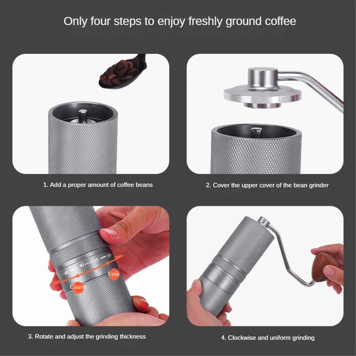 

Manual Coffee Grinders CNC Stainless Steel Core Adjustable Hand Coffee Bean Grinding Machine for Outdoor Home Office B