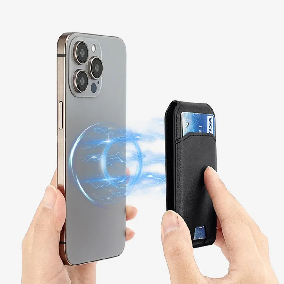 Magsafe بطاقة المحفظة حامل هاتف بولي Leather الجلود حامل البطاقة الممغنطة حالات الهاتف قوس حامل مع مسنده آيفون 13/14/15/16