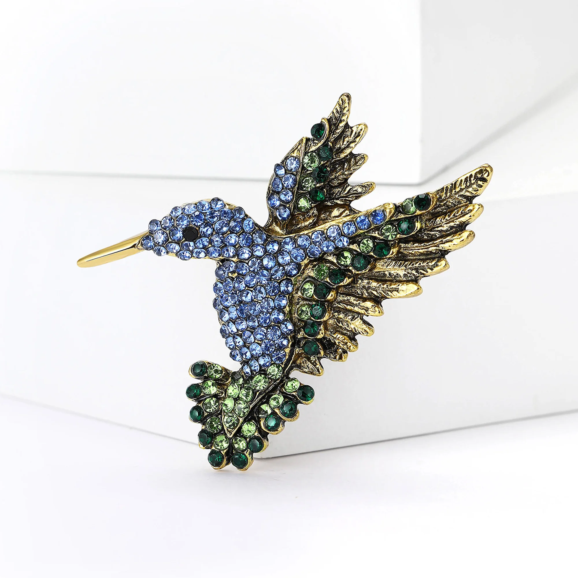 Trendy Rhinestone Hummingbird Brooches for Women Unisex Animal Pins Multi-color Available Office Party Accessories Gifts
