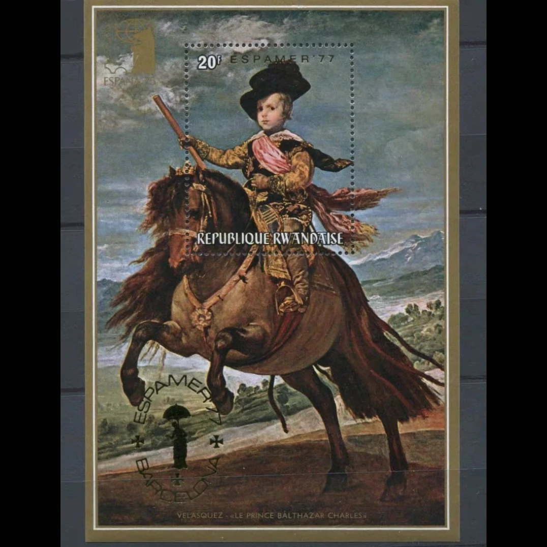 Sellos postales de Ruanda, año 1985, pintura Velazquez Prince 1, todo nuevo MNH, Material de sellos postales coleccionables para álbum de recortes
