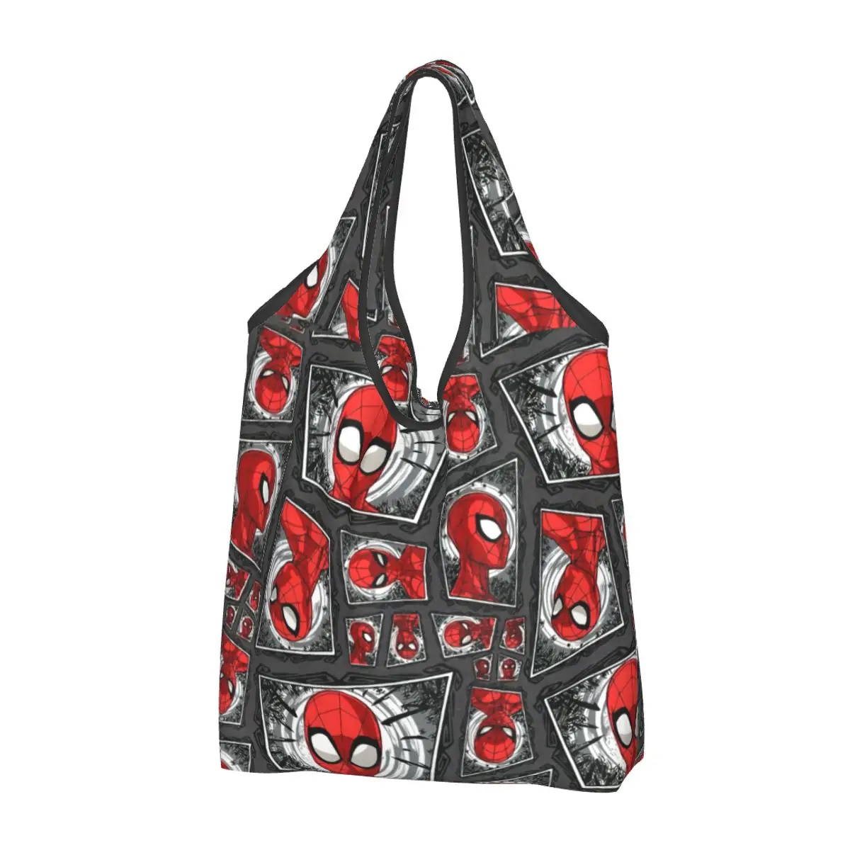 Custom Kawaii Spider Man Heads Collage Shopping Tote Bags Portable Grocery Shoulder Shopper Bag