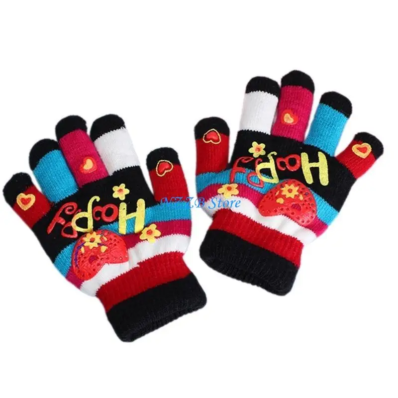 

T21F Knit Stylish Plush Gloves With Adorkable Heart Perfect For Everyday Warmth Soft Colorful Hand Covering Teenager Gift
