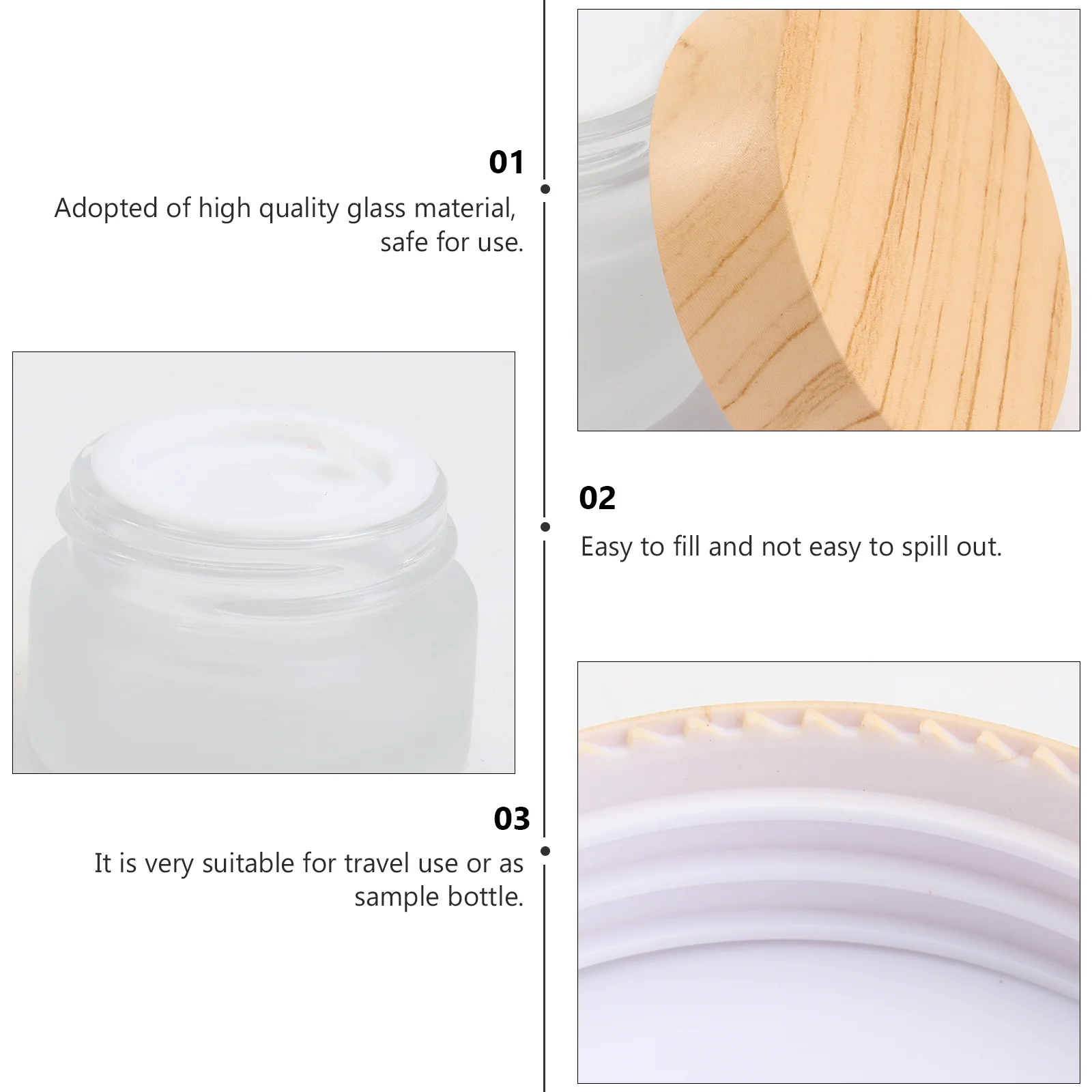 

5Pcs Glass Facial Mask Bottles Travel Cream Containers Portable Reusable Sample Bottles for Shampoo Shower Gel Essentials