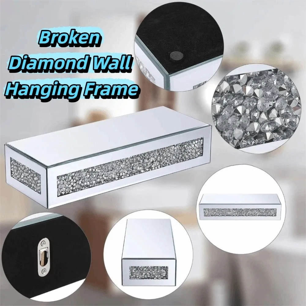 

2pcs Premium Mirror Glass Mirror Glass Floating Shelf Exquisite Rhinestone Decoration Wall-Mounted Design Rhinestone Wall Shelf