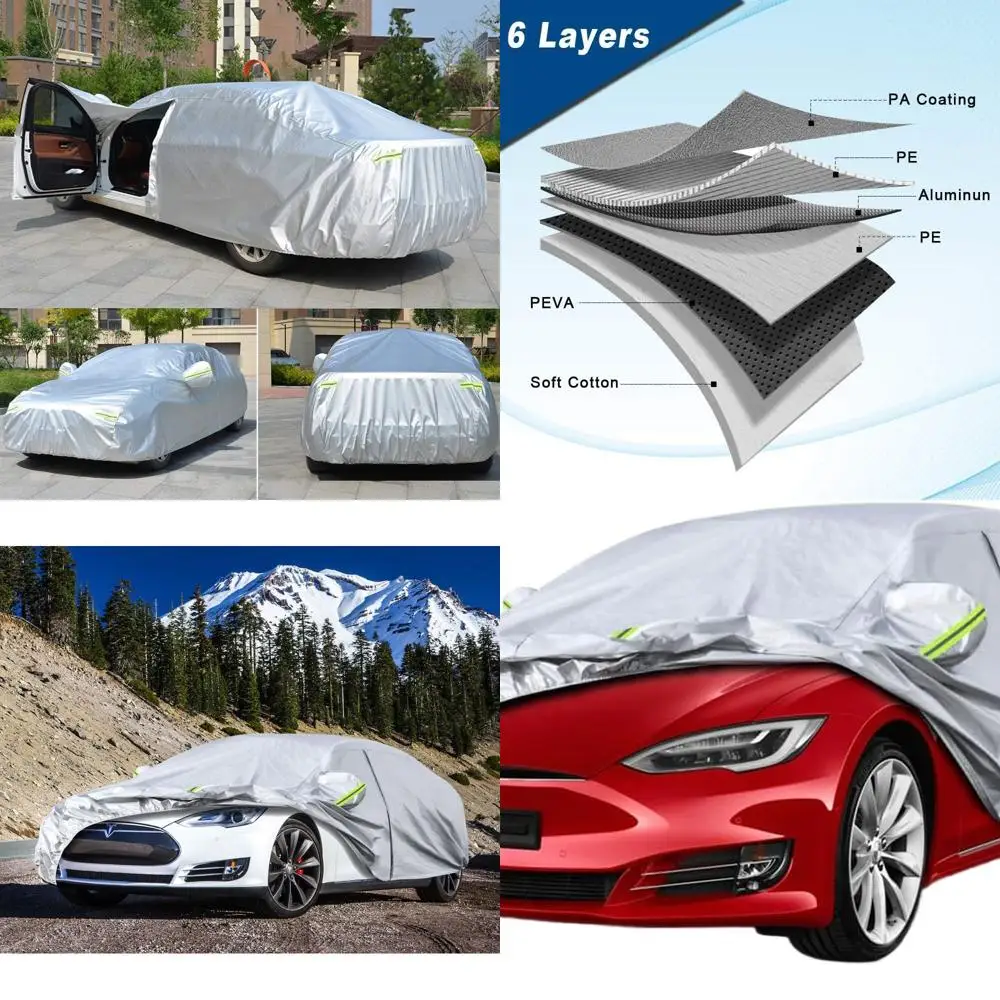 

Custom-Fit 6-Layer Tesla Model S Car Cover, Waterproof & All-Weather Protection from 2012-2025, with Zippered Door for Easy Acce