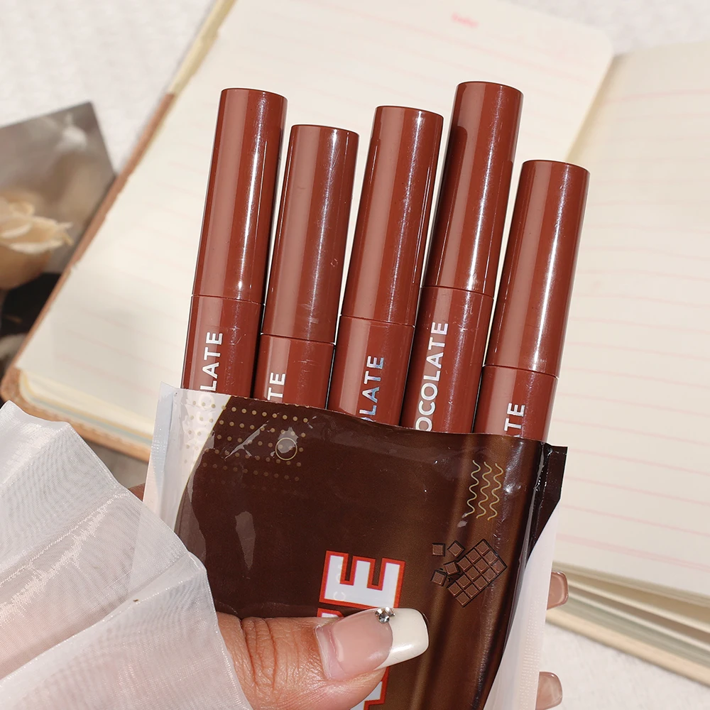 Korean Liquid Lipsticks Set 5pcs Lasting Sexy Red Waterproof Lip Gloss Velvet Nude Non-stick Cup Lips Tint Women Cosmetic Beauty