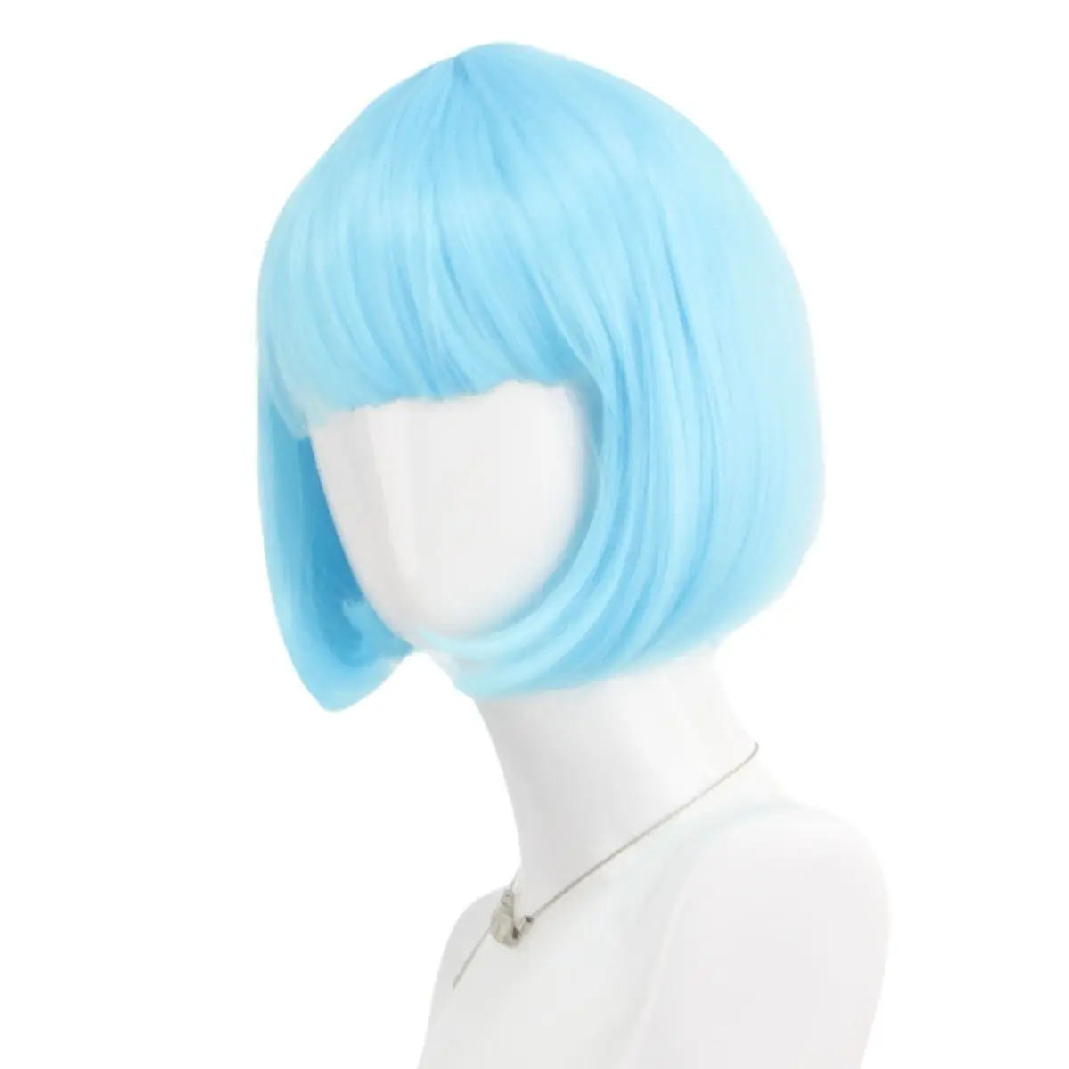 Nowe niebieskie krótkie proste syntetyczne peruki Bob z grzywką Włókno wysokotemperaturowe dla kobiet Anime Reality Show Kostiumy Prezenty na imprezę