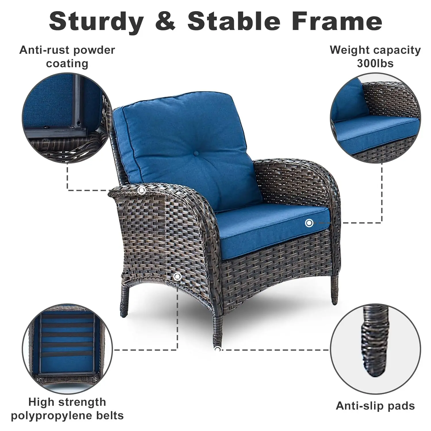 4-Piece Patio Furniture Wicker Outdoor Conversation Set,All-Weather Rattan Outdoor Sofa Set Patio Chairs Coffee Table for Backya