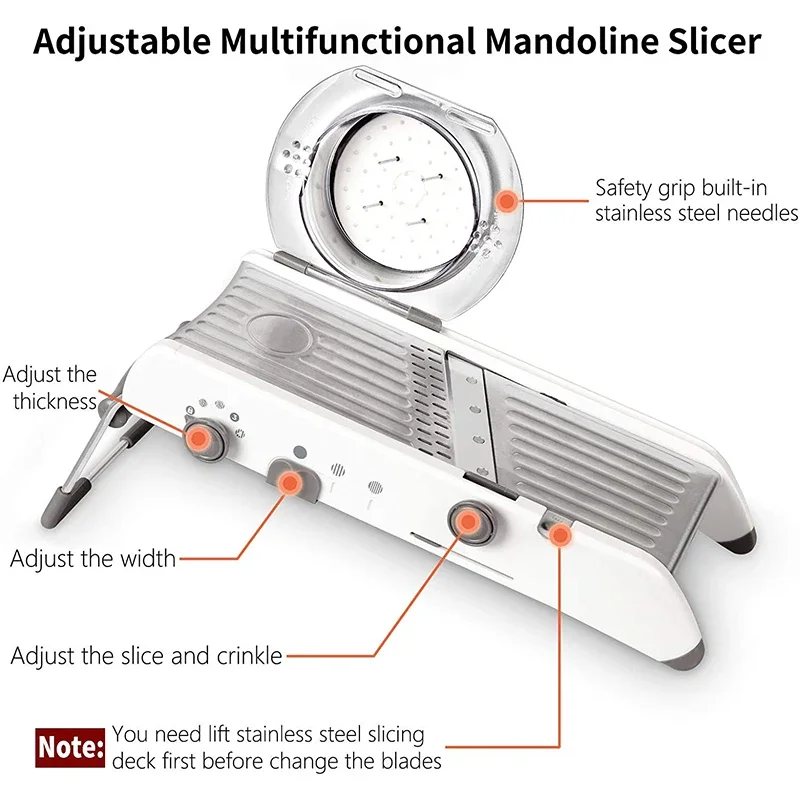 Mandoline Slicer Stainless Steel Vegetable Julienner Grater Cutter with Built-in Adjustable Blades - Kitchen Tools