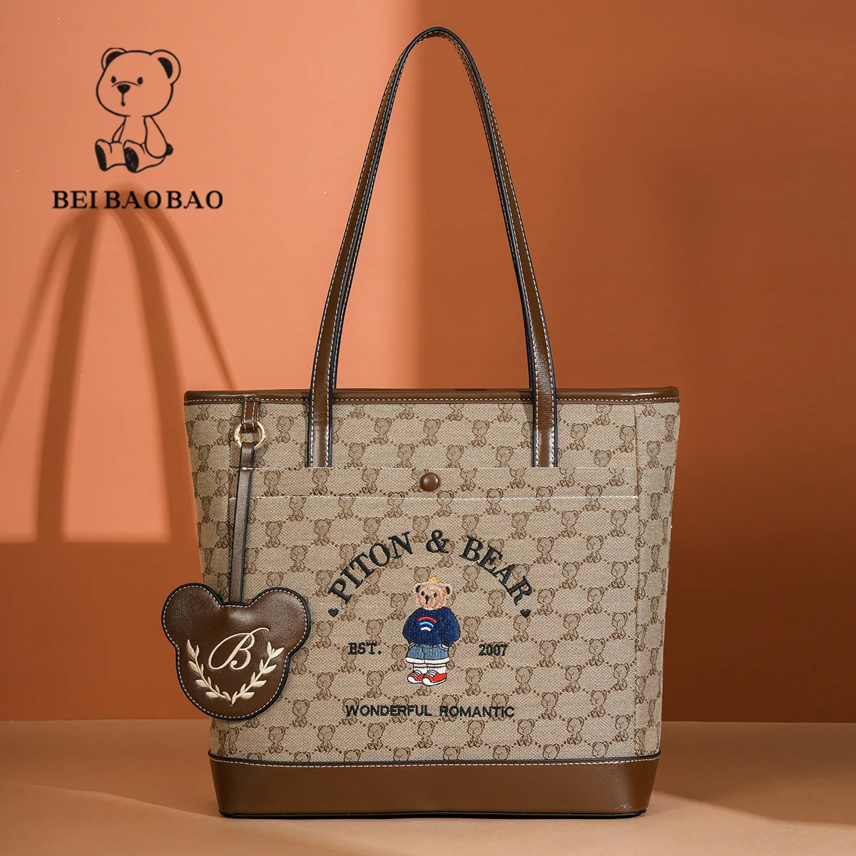 Beibaobao nowy kolor kontrastujący codzienna torba na ramię pod pachami torba na ramię o dużej pojemności kreskówka damska torba Ins Tote Bag — zdjęcie 4