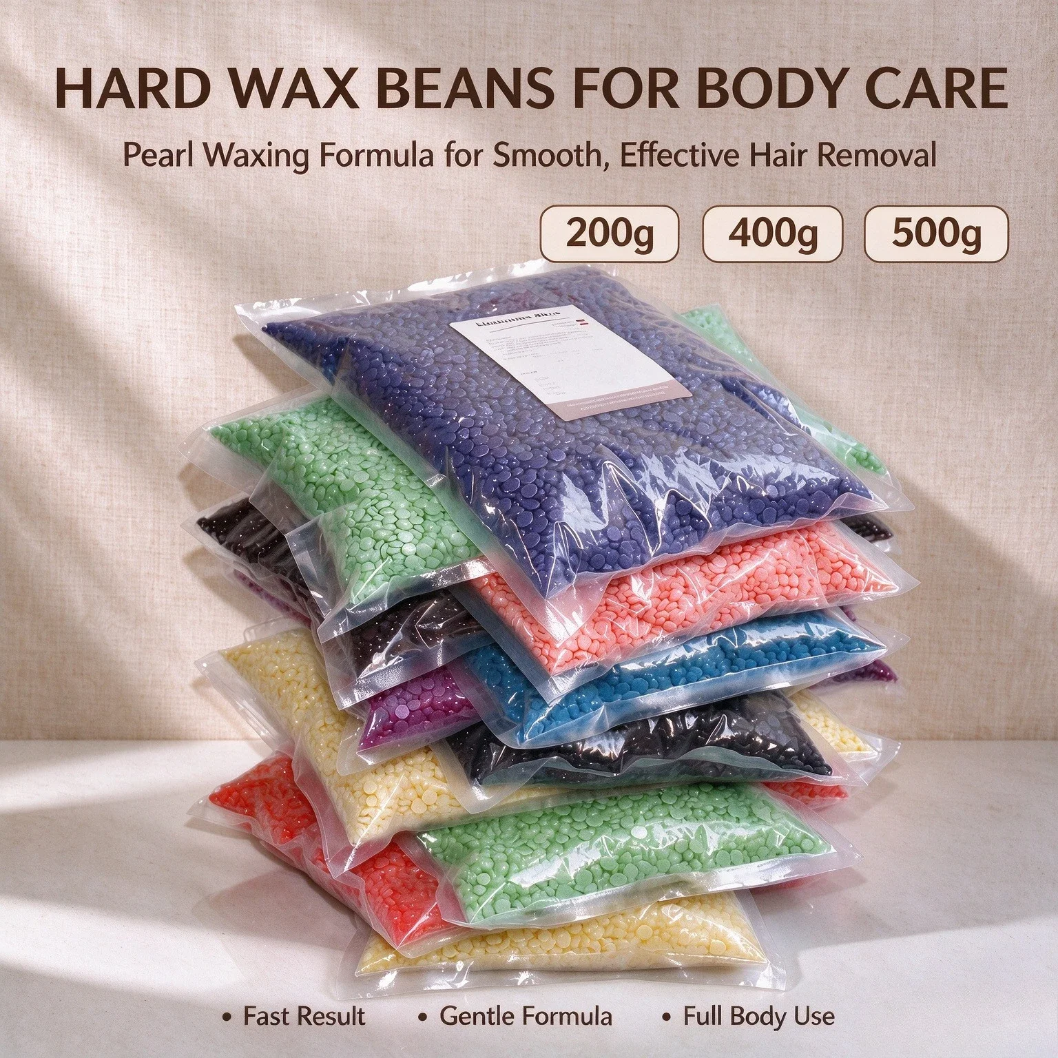 2026 Hard Wax Beans for Hair Removal 500g/400g/200g Hot Film Wax Beads Compatible with Wax Heater Machines Whole Body Depilatory
