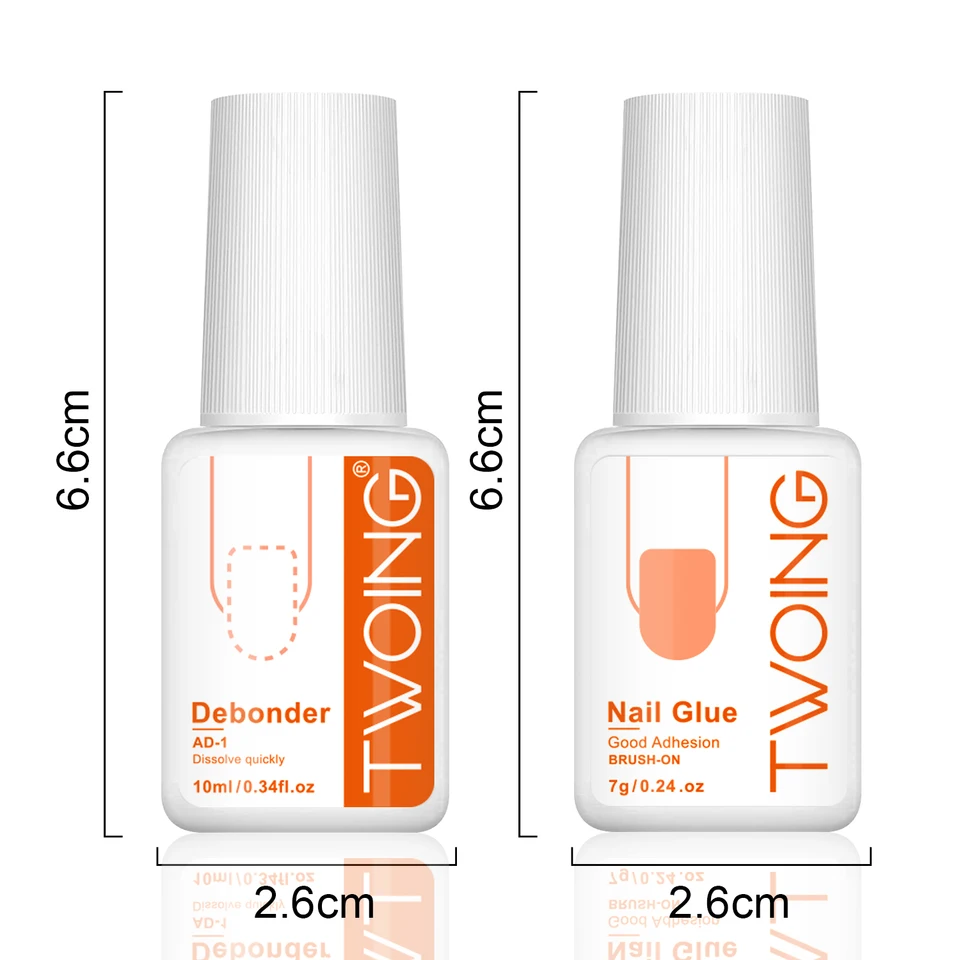 TWOING Kit removedor de gel y pegamento para puntas de uñas, sin necesidad de luz UV, adhesivo para placas, quita pegamento rápidamente 4