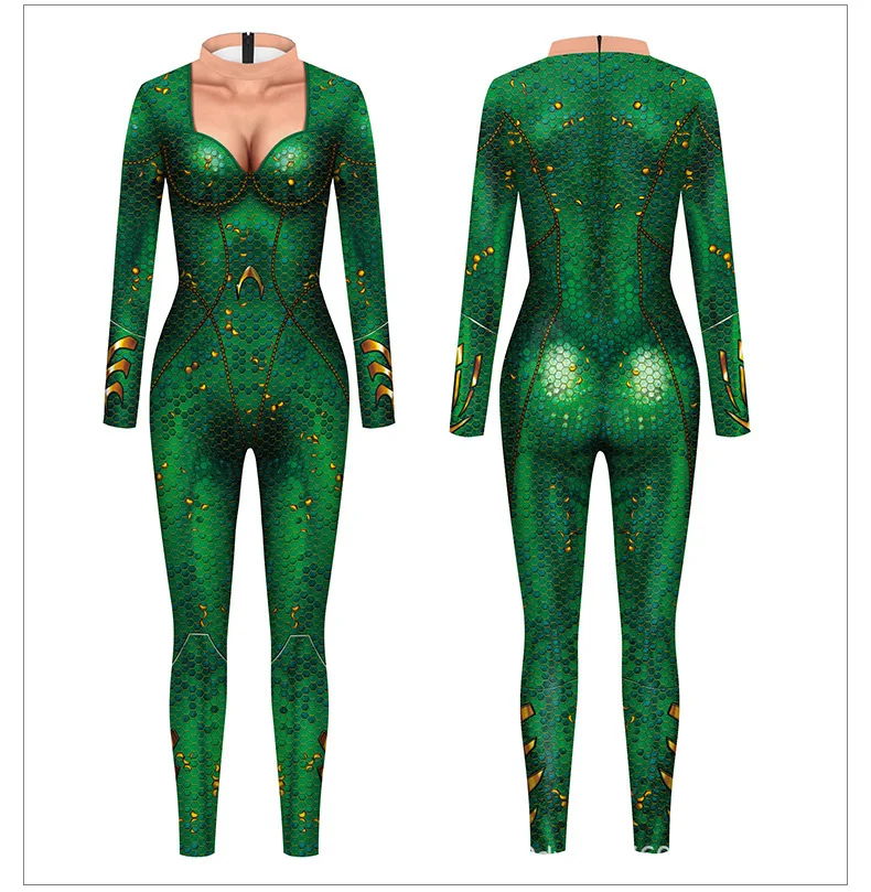 Movie Jumpsuit for Women Mermaid Cosplay Cotume Anime Bodysuit Sexy Disguise Catsuit Adult Fantasia Halloween Party Clothing