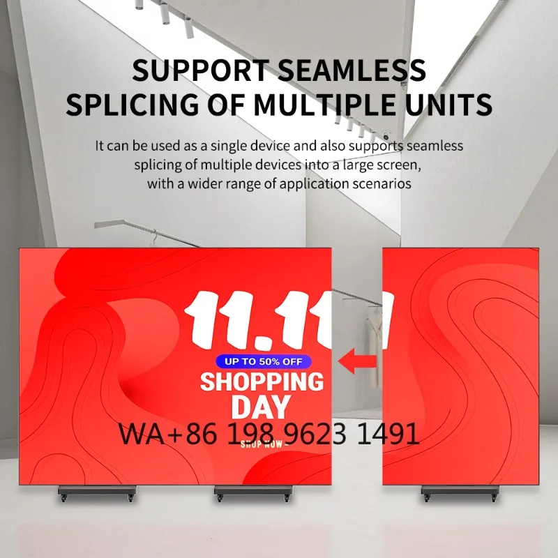 High Brightness P1.25-P2.5Triple Foldable LED Screen Built-in CMS SDK Movable Full Color Digital Poster for Shopping Mall Indoor