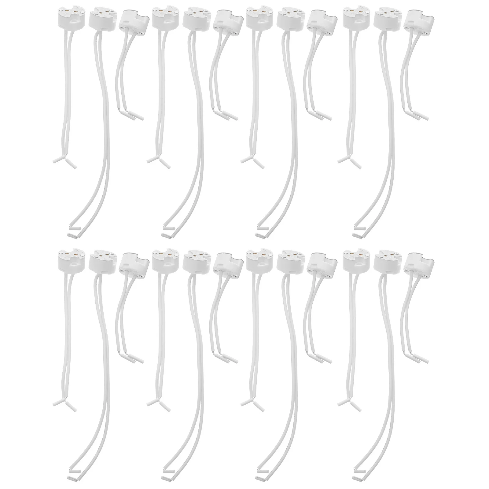 

30Pcs Ceramic Light Socket .3 Gu5.3 Mr16 Lamp Holder Socket Silicone Wire Adapter Replacement Lamp Parts Lighting Accessories