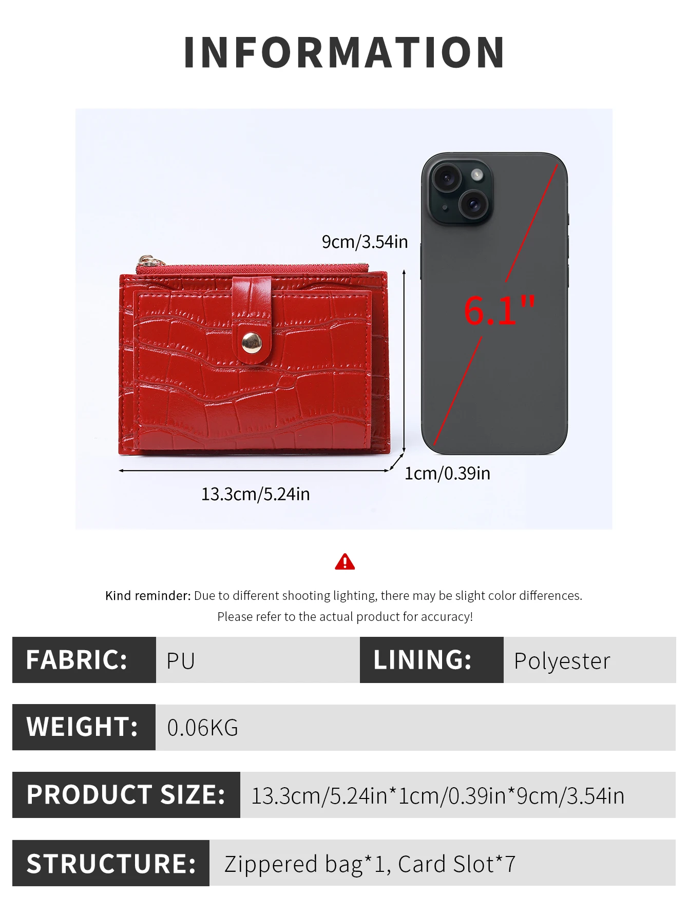 Mini Minimalistischer PU-Leder Kartenhalter für Damen, Stilvolles Krokodilmuster, Kreditkartenhalter, Kleine und Tragbare Geldbörse mit Reißverschluss – Detail 3