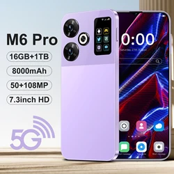 Teléfono Móvil F6 Pro 5G versión Global, móvil desbloqueado con pantalla 7.3HD, 22G + 2T, 7000Mah, Android 14, Sim Dual, cara, 108MP