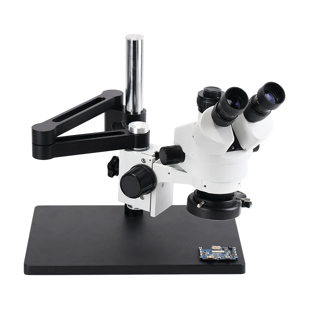 3.5-90 times three-eye stereo swing arm body microscope mobile phone repair 51 million pixel camera