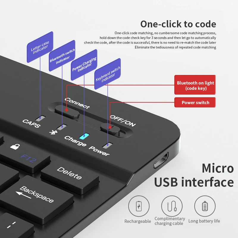 Tastiera Wireless Bluetooth compatibile per Android IOS Windows portabilità tastiera Tablet ricaricabile