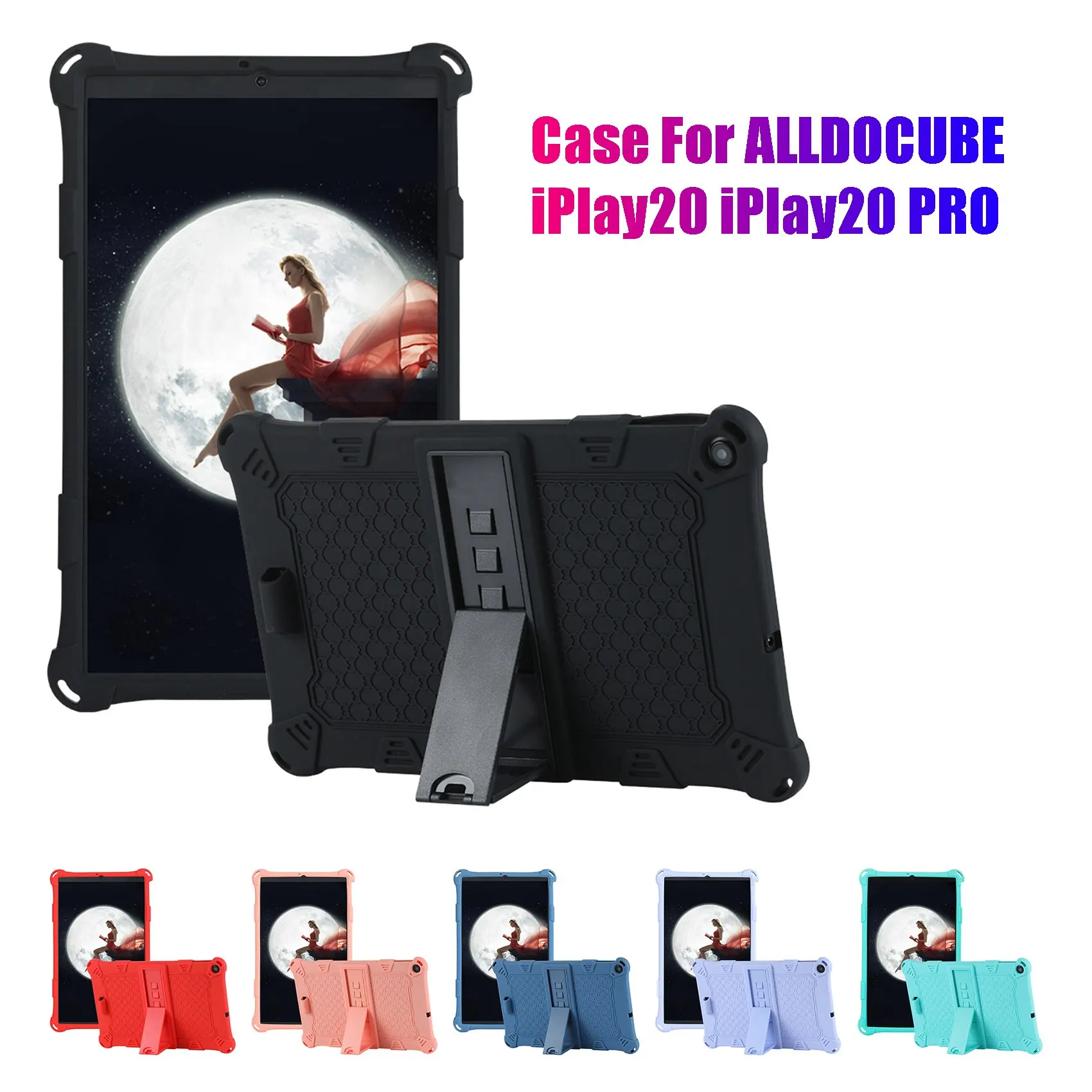 Tablet Case for ALLDOIPlay20/IPlay20 PRO 10.1 Inch Tablet Silicone Case with Tablet Stand and Pen(Black)