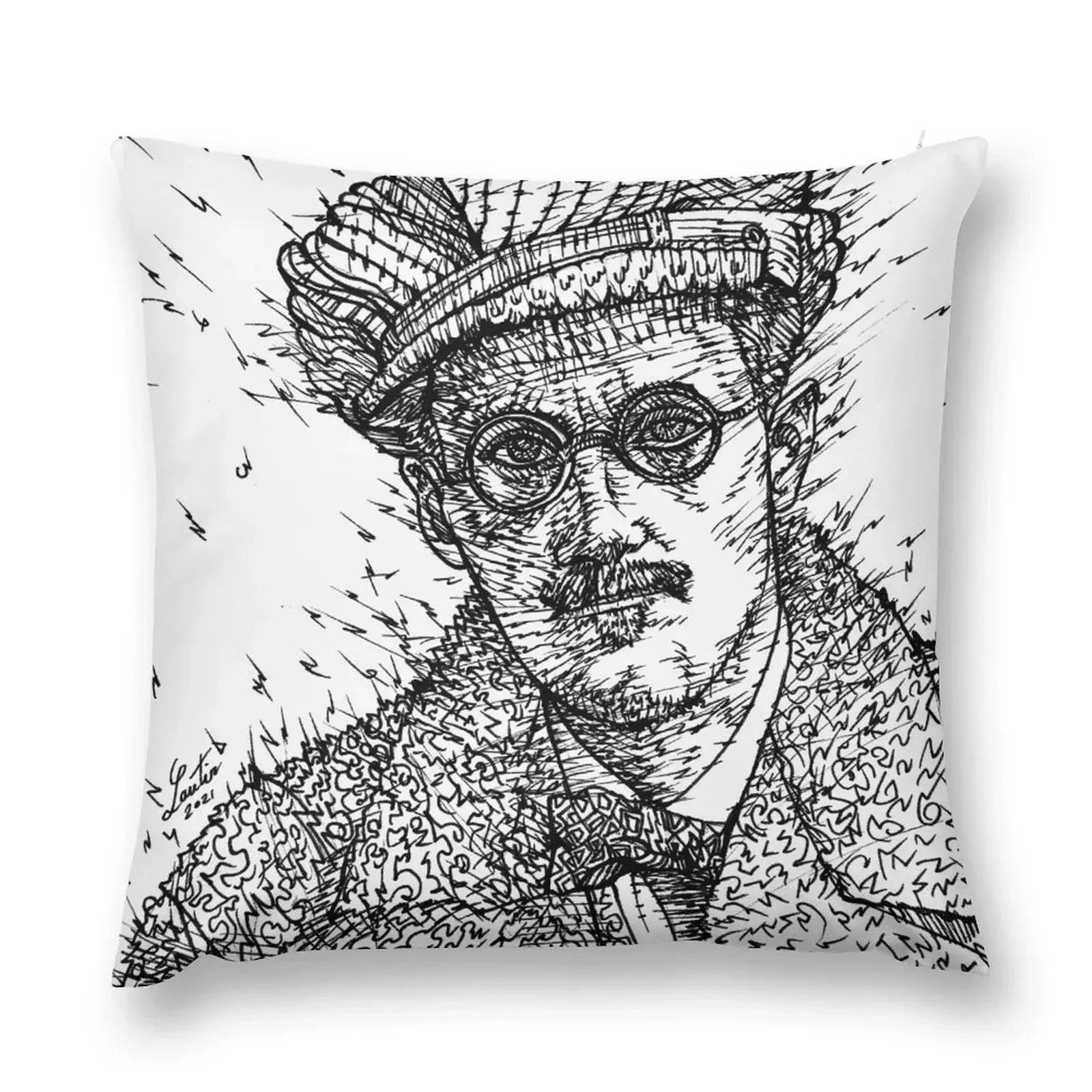 JAMES JOYCE - ink portrait .1 Throw Pillow Cushion Cover Luxury Anime pillow