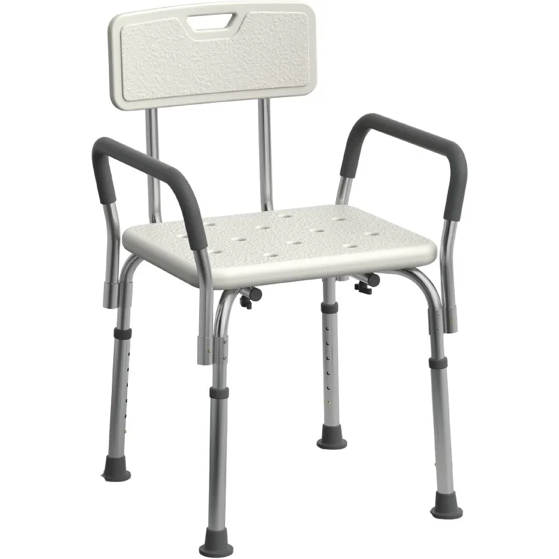 Shower Chair Seat with Padded Armrests and Back | Heavy Duty Shower Chair for Bathtub | Slip Shower Seat with Adjustable Height