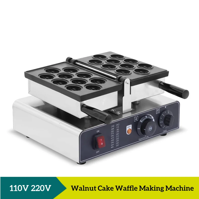 Máquina eléctrica para hacer gofres y pasteles de nuez, máquina comercial para hacer gofres con forma de nuez de 10 agujeros