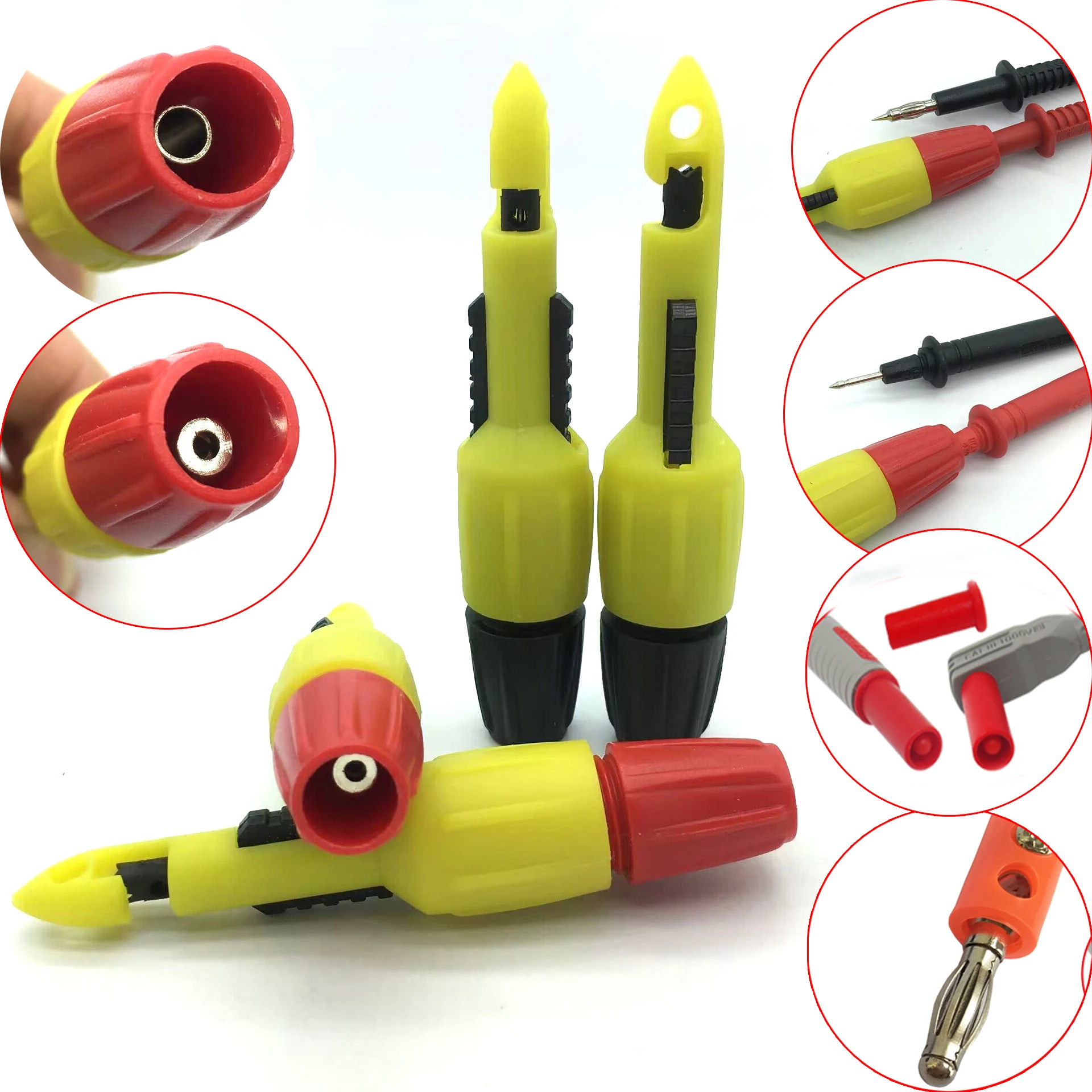 

2PCS Insulation Cable Wire Piercing Puncture Probe Test Hook Clip with 2mm/4mm Socket Multimeter Pen Automotive Car Repair