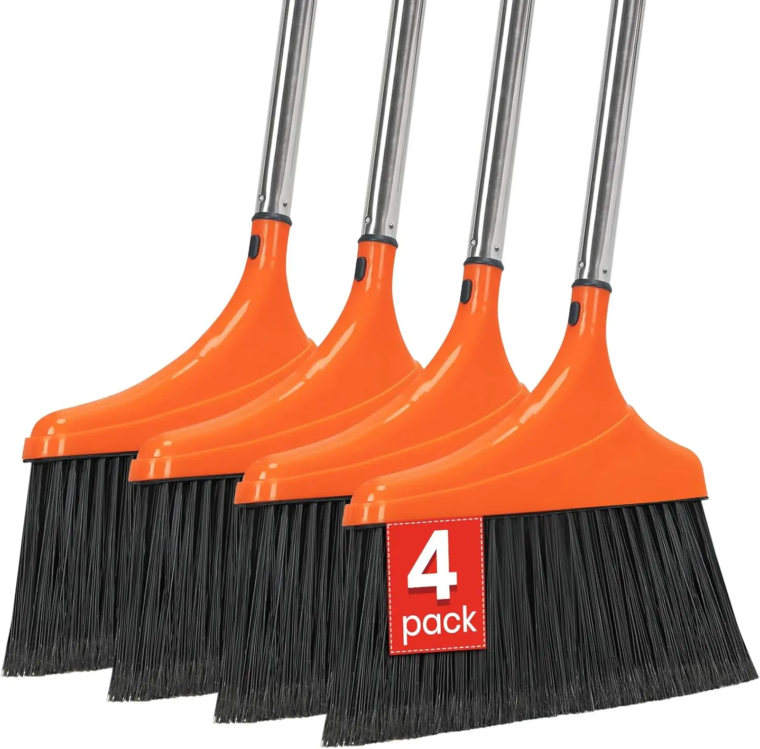

4 Pack Heavy-Duty Angle Broom for Floor Cleaning with 52' Long Handle Stiff Bristle Angle Commercial