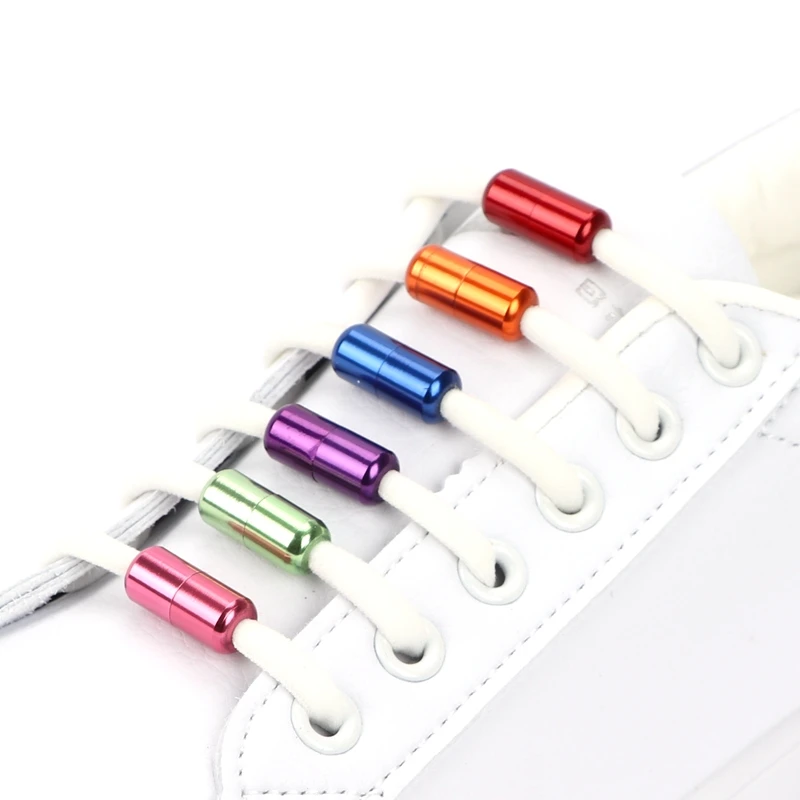 Aluminum capsule lock Shoelaces Elastic No Tie Shoe Laces For Kids Adult Sneakers Quick Shoelaces Semicircle Shoelace Lazy Laces