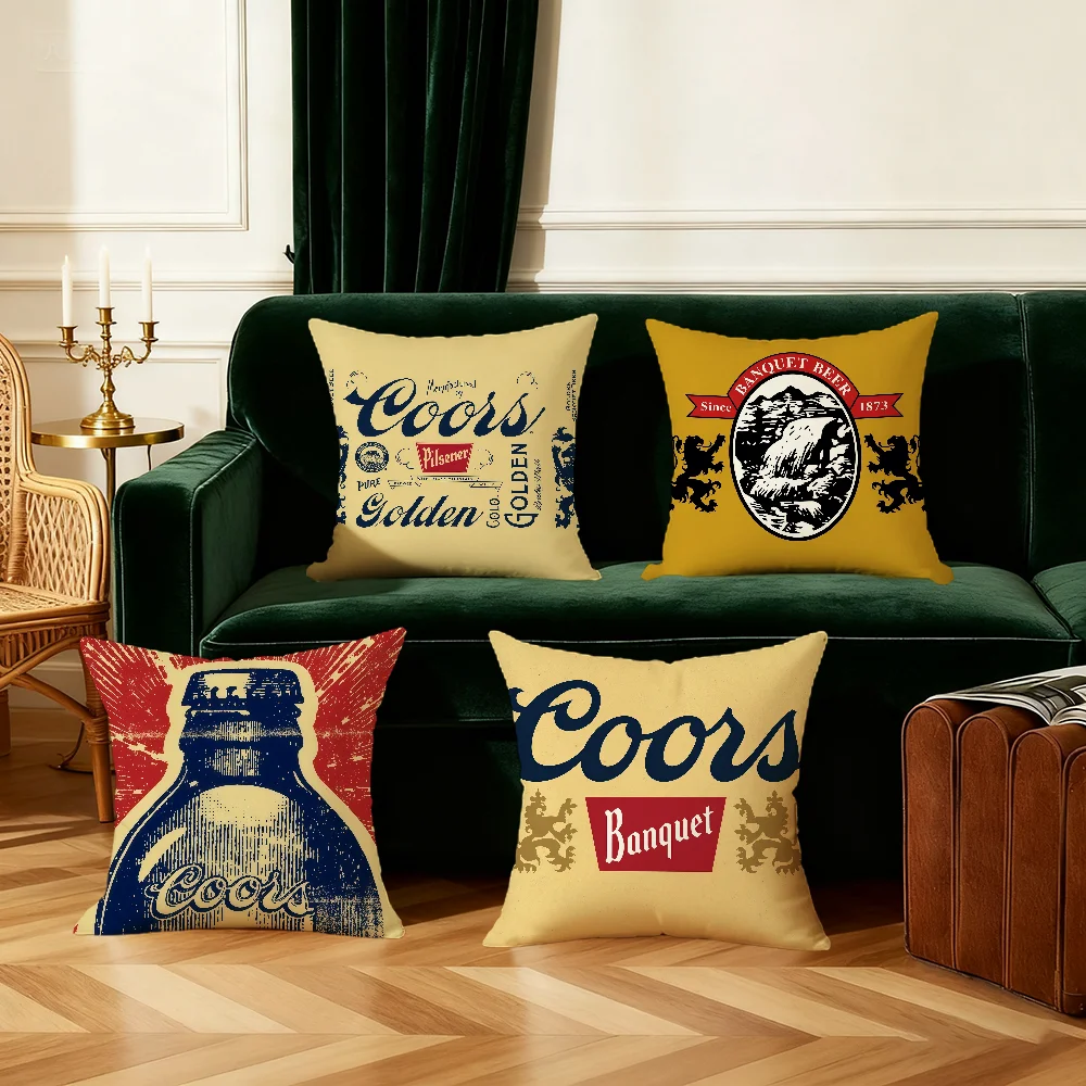 Funda de cojín con LOGO de cerveza C-Coors Banquet, funda de cojín decorativa para dormitorio, sofá, hogar, coche, portátil, con cremallera, funda de almohada suave
