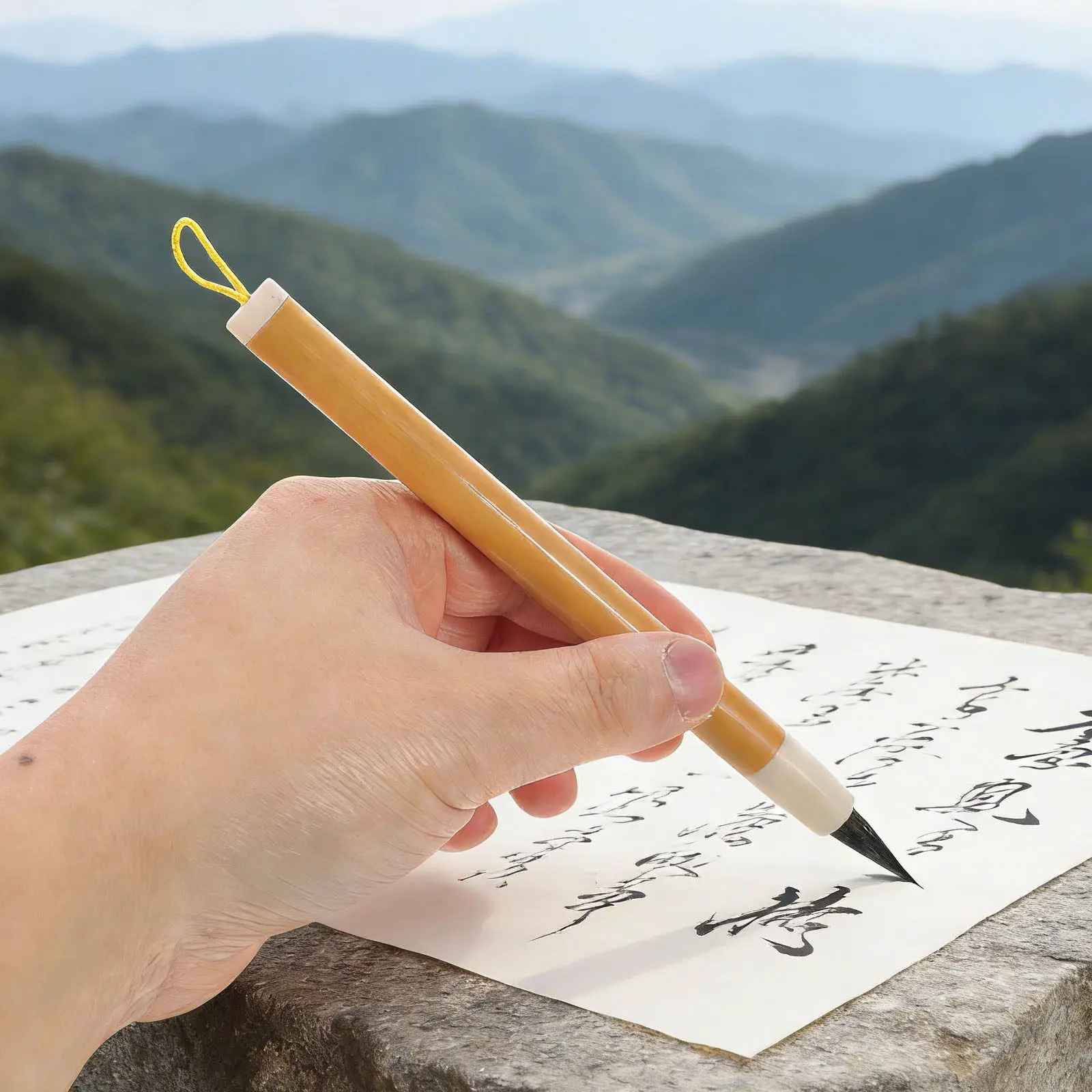 

Professional Chinese Calligraphy Brush Sturdy Bamboo Handle Smooth Ink Flow Traditional Ink Brush for Painting Calligraphy