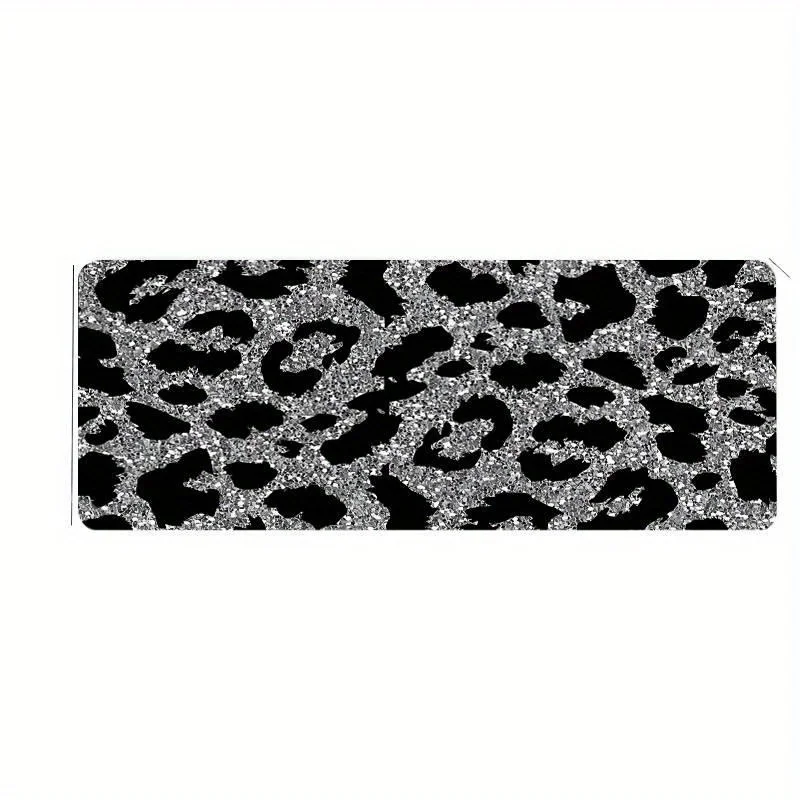 Glitter Leopard Print Extended Desk Mat Non-Slip Rubber Base Mouse Pad for Keyboard Office