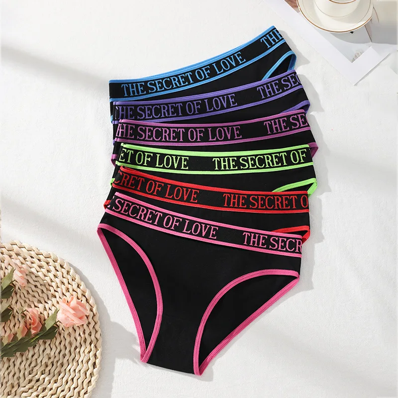 12pcs 2pcs Per Color Low Waisted Briefs Sexy Pure Cotton Letter Woven Sports Underwear Women Panties Thongs Women Sexy