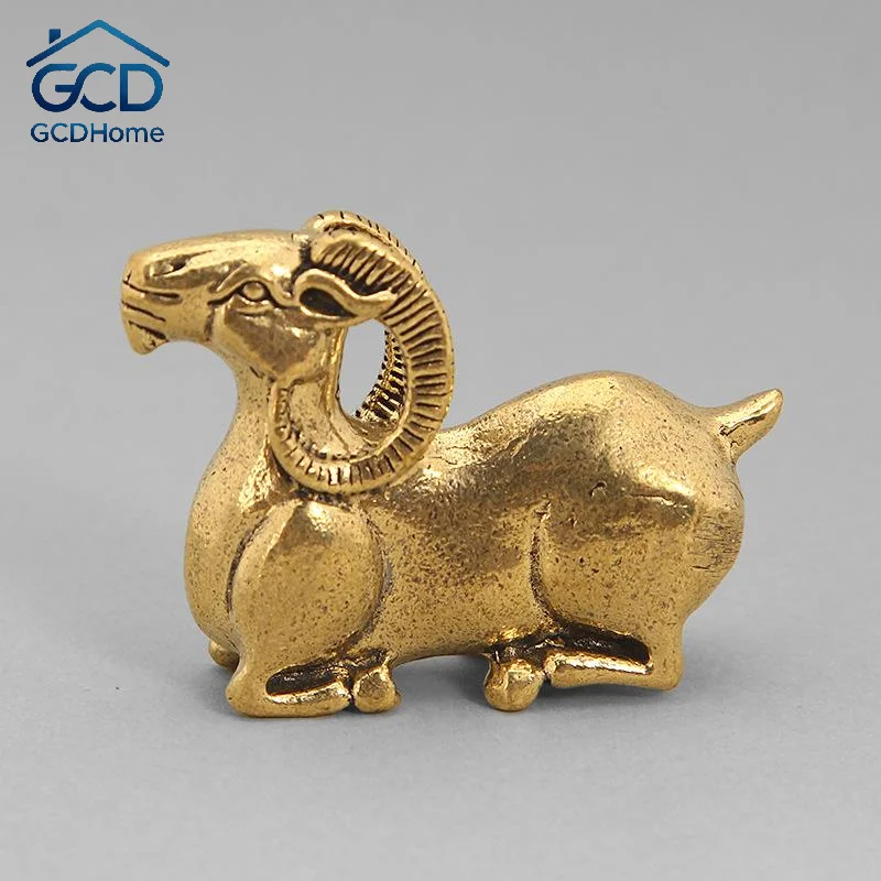 Bronze Goat Desktop Ornament Brass Copper Sheep Craft Tea Pet Decoration Home Decor Figurine