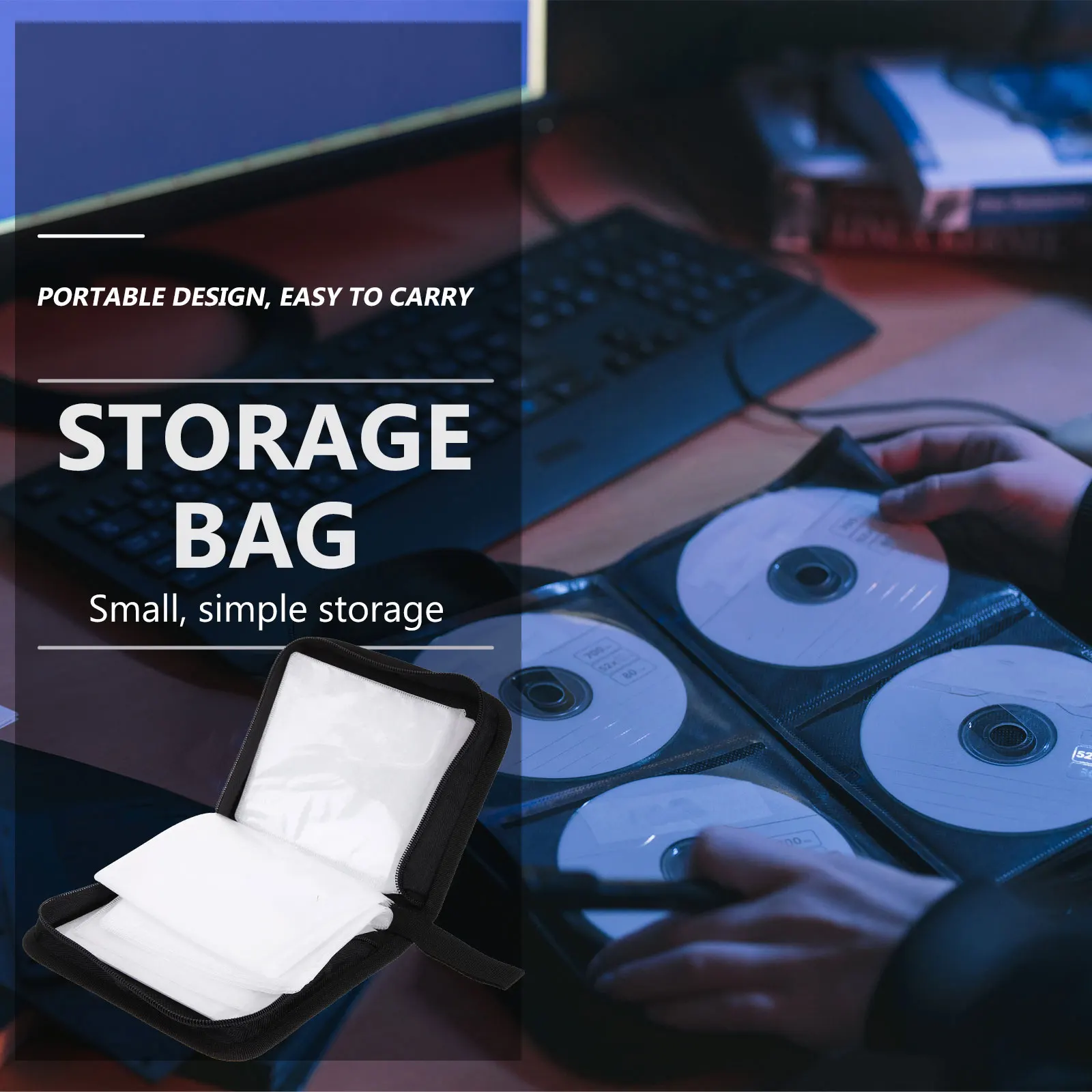

3 Pcs CD Container Black Zip up DVD Case Car Wallet 40 Capacity Disc Storage Holder Portable Bag Save Space ganize Protect