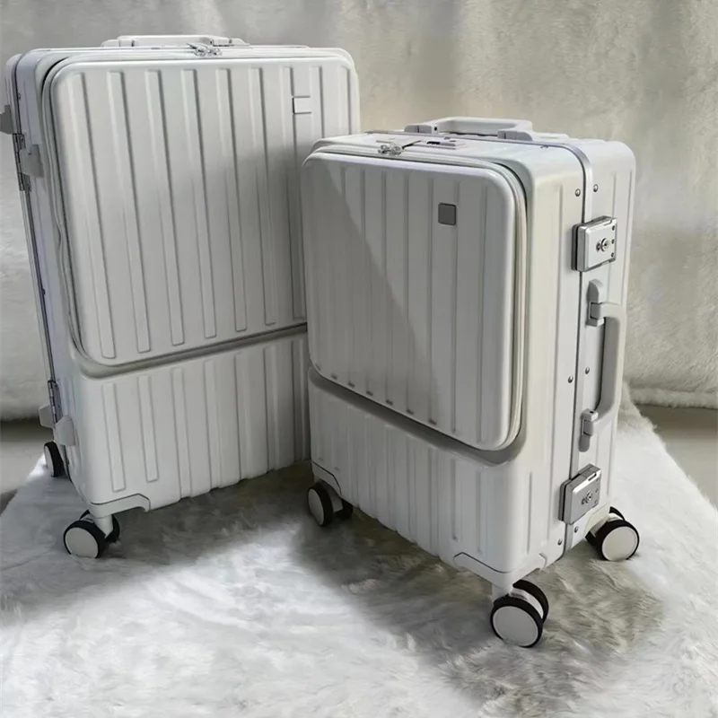 

Новый багаж, алюминиевая рама, передняя сумка для ноутбука, многофункциональные дорожные чемоданы, 20-дюймовая переноска, 24/26 дюймов, чехол на тележке