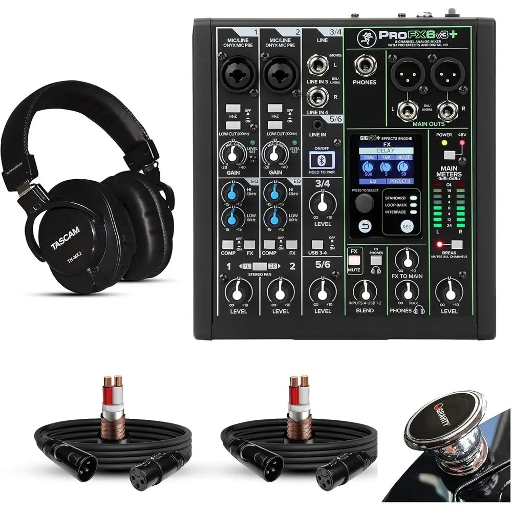 

ProX6v3+ 6-channel Mixer with Eects, Bluetooth and USB Bundle - Includes Studio Mixing pes and 2 XLR Cables