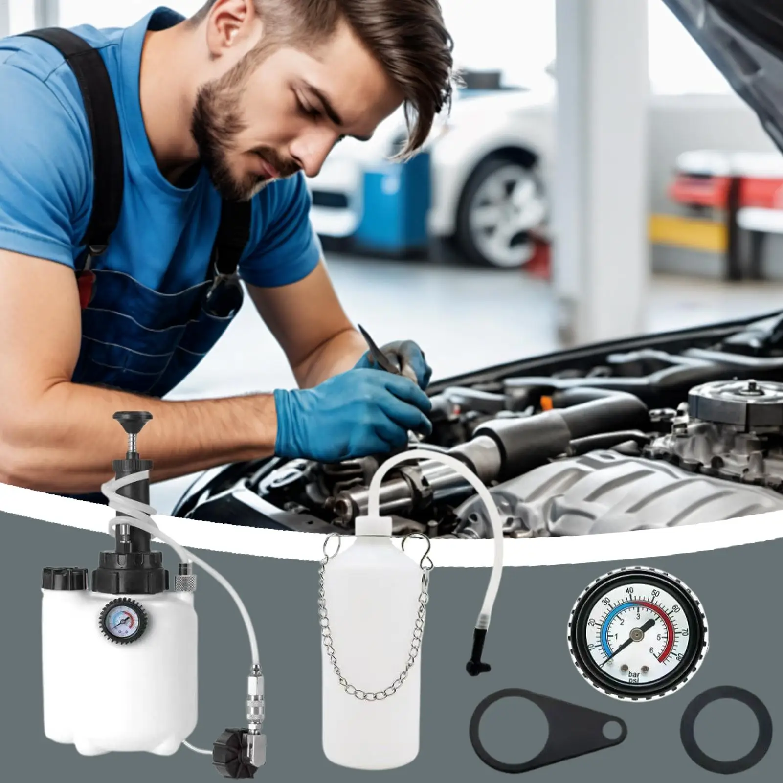 

3L Manual Brake Bleeder Kit Fluid Pressure Bleeding Vacuum Pump Tool Set Professional Brake Flush Machine Pneumatic Brake Bleede