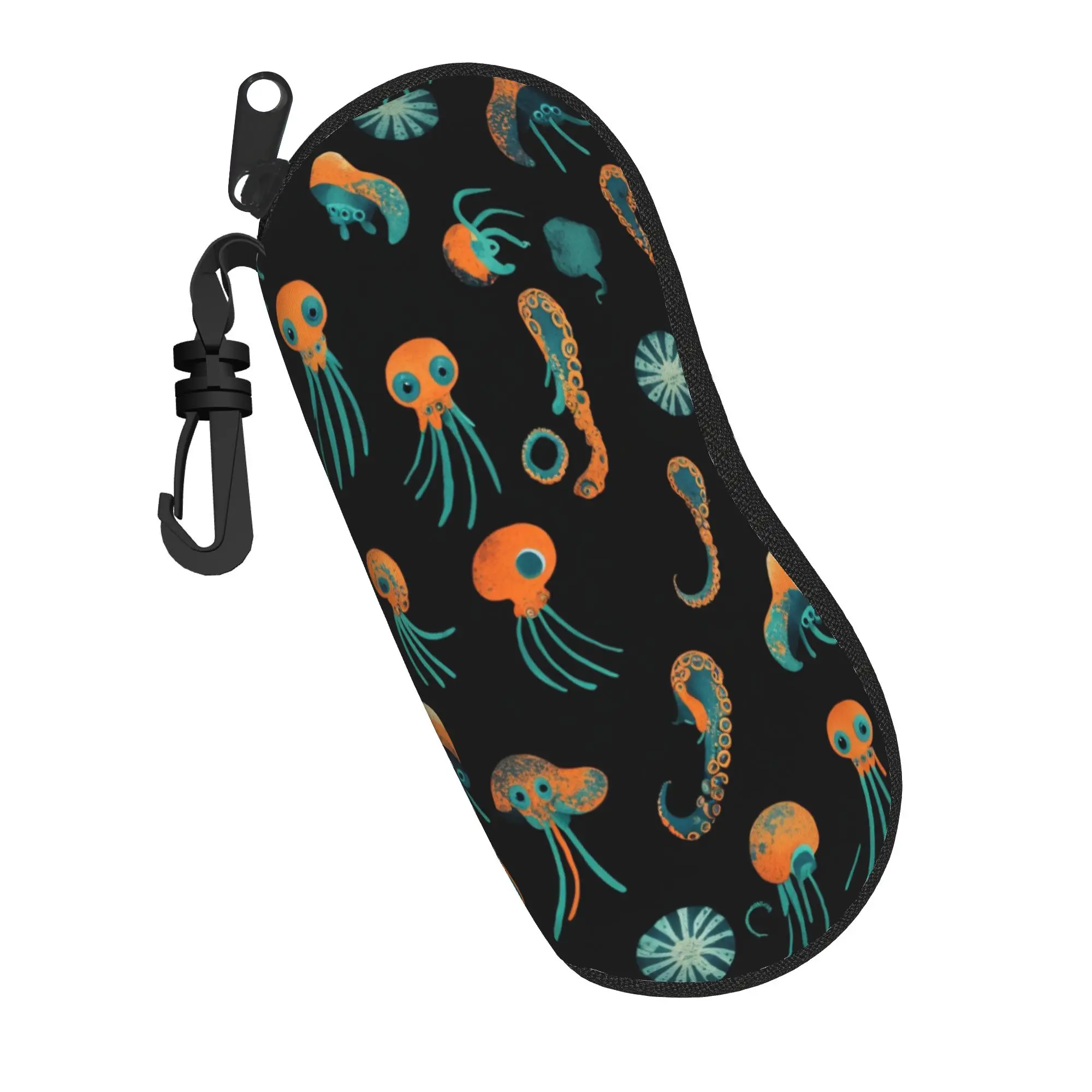Harajuku Underwater World Octopus Glasses Case Printing Zipper  Glasses Storage Box Anti-Pressure Eye Contacts Case