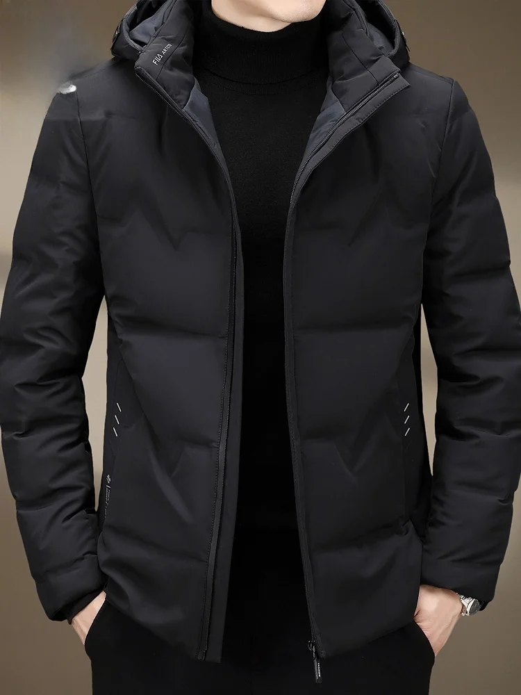 

Мужская зимняя куртка-пуховик с капюшоном, свободного кроя, повседневная, деловая, верхняя одежда из полиэфирного волокна с наполнителем из пуха, теплая, утолщенная