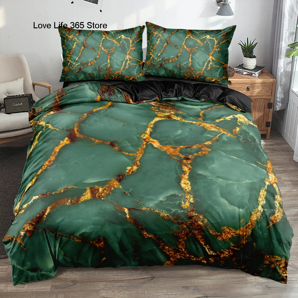 Classic 3D Marble Quilt Cover Set Bedding Sets Comforter Covers Pillowcases 3-Piece Duvet Cover Linens Bed 140x200 Bedspreads