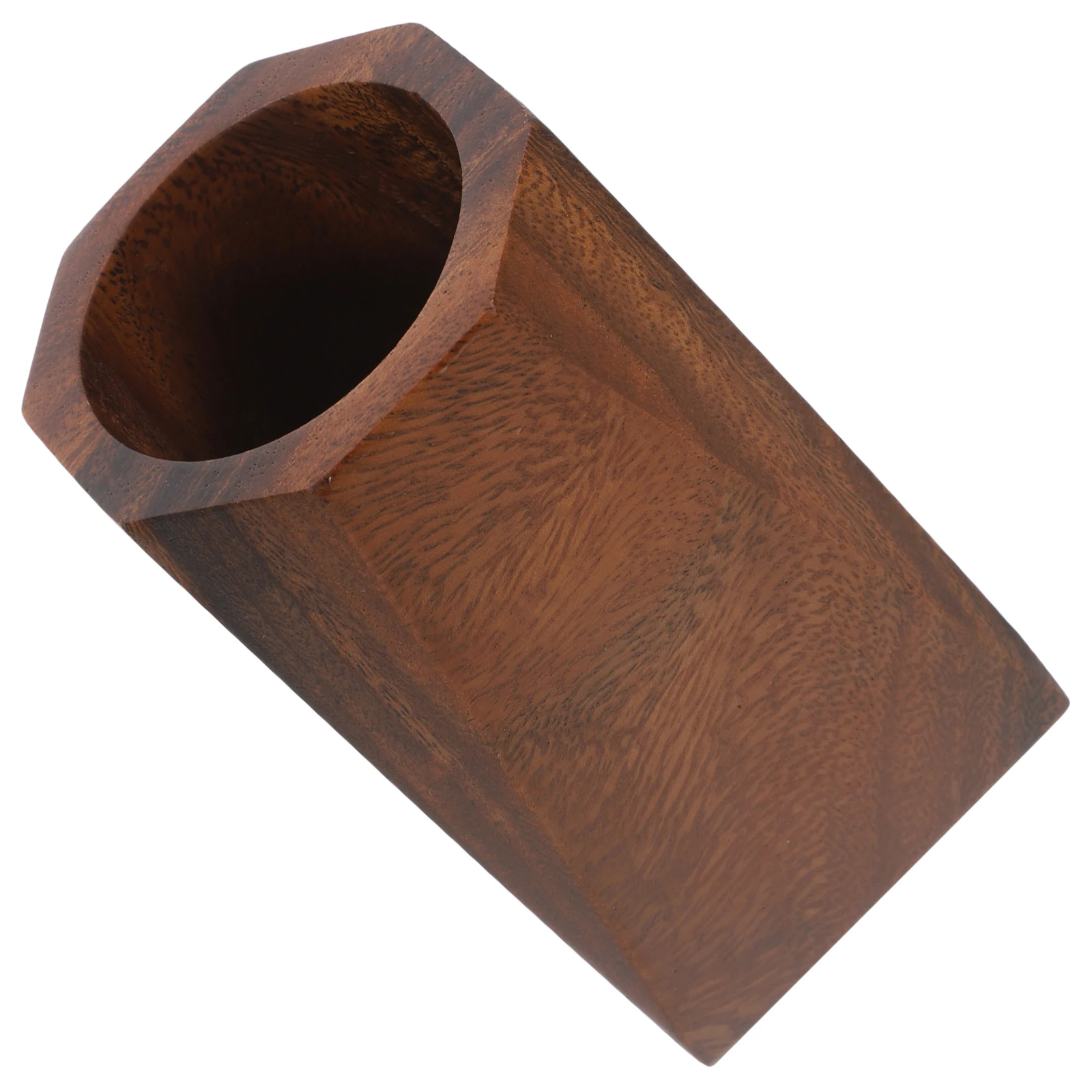 

Wooden Pencil Holder Black Walnut Pen Cup Octagonal Shape Large Capacity Desktop Organizer Office School Home Supplies