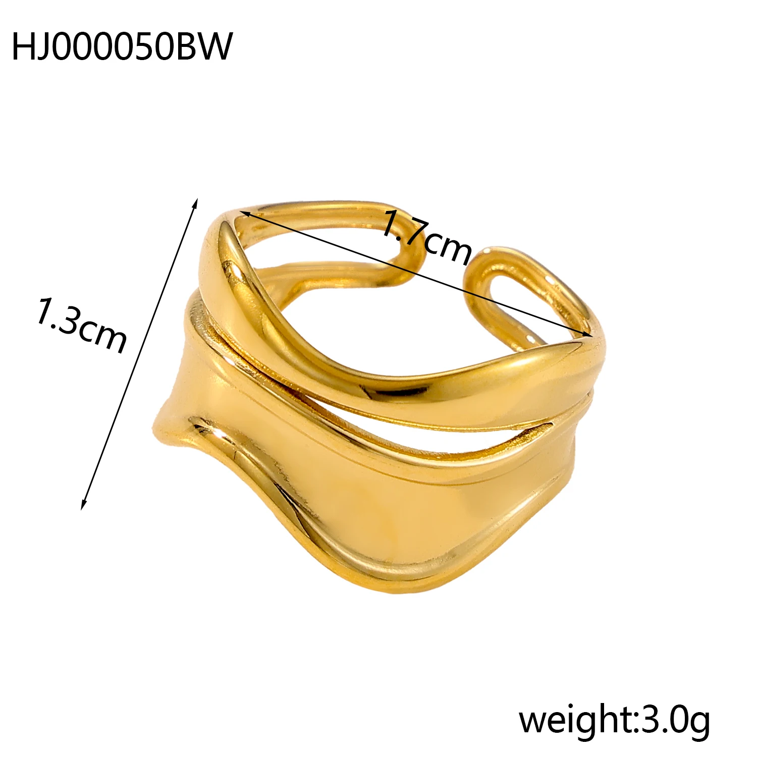 CARLIDANA New Stainless Steel Gold-Plated Open Women's Ring Fashion Boutique Sweet Cool Girl Jewelry Simple Retro Luxury image 3