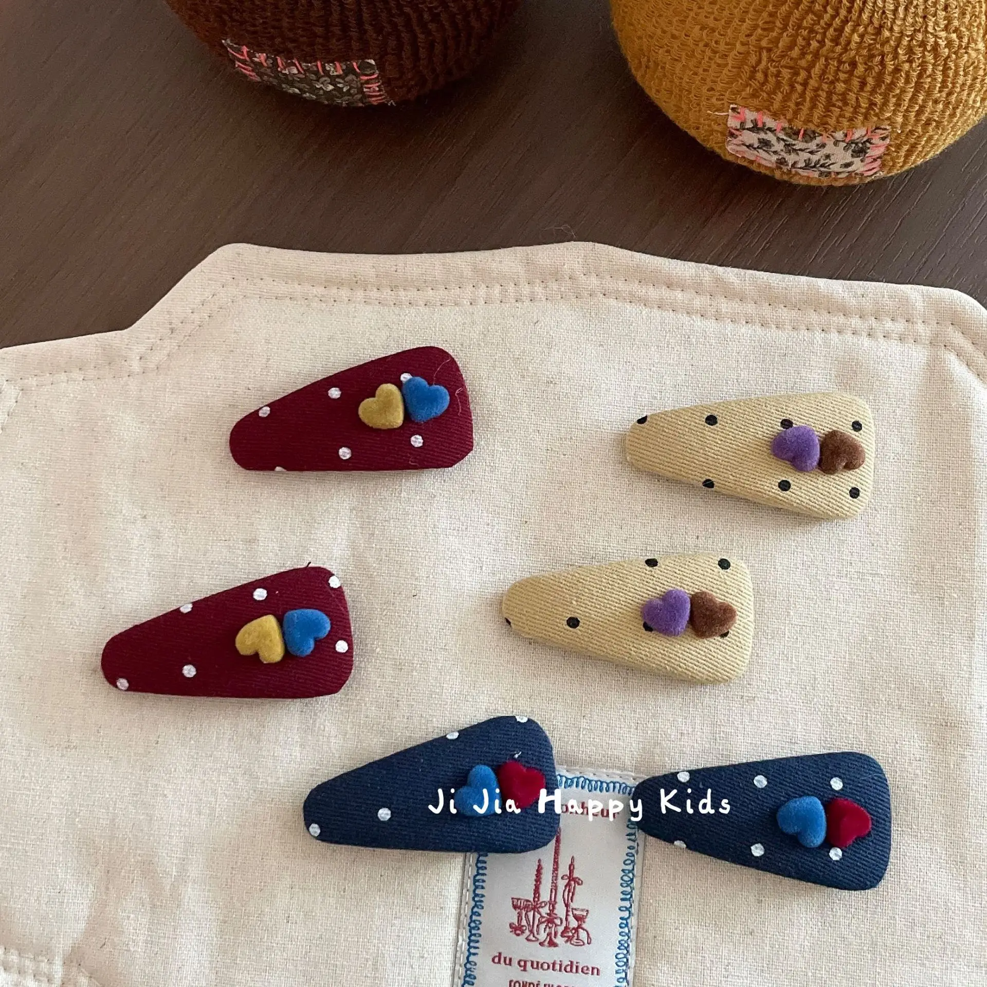 Hair Clip Velvet Bow Fabric Polka Dot Heart BB Clip Sweet Elegant Kids Side Clip Lightweight Portable Color As Shown Daily