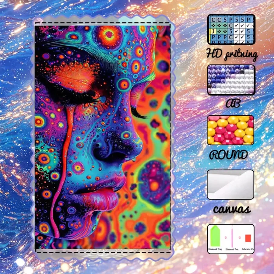 

1 piece - 5D-DIY - Flocking cloth - Special drill - Diamond painting set - Dream face - Mosaic - Diamond art